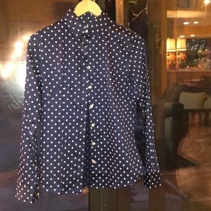 Banana Republic blue and white polka dot top!